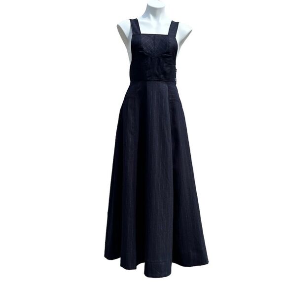 Free People Blue Apron Jumper Maxi Dress Size XS - Picture 1 of 12
